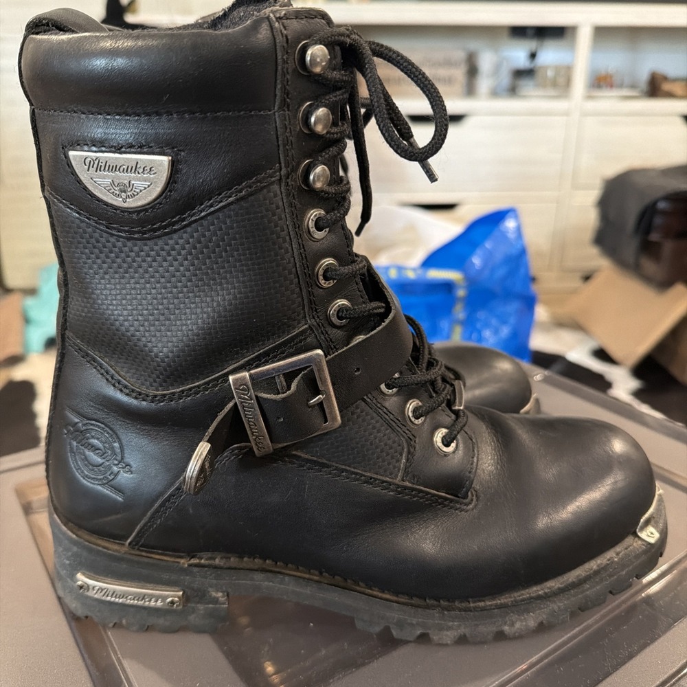 Milwaukee Freedom Flex Leather Motorcycle Boots Performance Footwear Mens‎ 10D